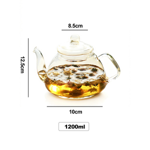 Набор для чая: высокий заварочный чайник из высокопрочного боросиликатного стекла, прозрачный, ручной выдувки, экологичный, современный, 1.2 л - Product Image 6