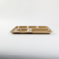 Assiettes de cantine scolaire, plateau de restauration rapide divisé, plateau en plastique A5, plat incassable en mélamine, plateau à 6 compartiments pour la cantine scolaire