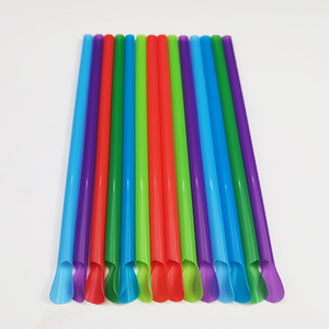 disposable eco-friendly PLA plastic spoon drinking straws