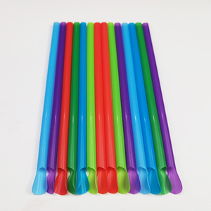 Spoon Drinking Straws Eco-friendly PLA Plastic Disposable Home Party Barware Bar Accessories Customized Packing Customized Color