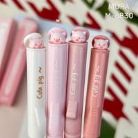 Pulpen Gel Mura Creative Desain Babi Pink Lucu 2pcs/box 0.5mm Tulisan Halus Tanpa Macet Pulpen Netral Saku Pelajar Pulpen Tanda Tangan