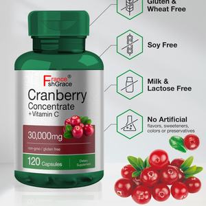 Complément alimentaire sans gluten à base d'extrait concentré de canneberge et de vitamine C 30 000 mg, 120 gélules - Product Image 4