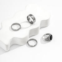 Gaovo 3-teiliges Herren-Ringset aus Edelstahl mit Verschiedenen Stilen und Schwarzem Onyx-Stein Vintage Stapelbare Ringe für Männer Täglicher Partyschmuck