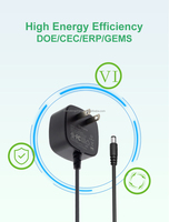 Adaptateur chargeur certifié PSE 12VDC 200mA 0.2A 2.4W 5.5 2.5mm 2464 Adaptateur mural avec câble rond et voyant pour lampe LED