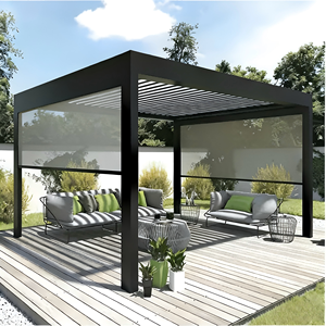 Pergola bioclimatique en aluminium avec LED - Gazebo moderne résistant aux intempéries pour jardin, bord de piscine et espaces extérieurs tropicaux - Product Image 2