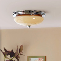 Plafonnier LED vintage français rétro en fer avec lustre en verre pour chambre à coucher, suite parentale, bureau