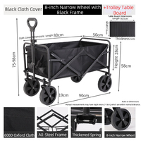 Chariot de camping pliable en plastique portable et durable, chariot de supermarché, chariot de photographie, chariot de plein air, remorque à pousser à la main, OEM, rangement facile