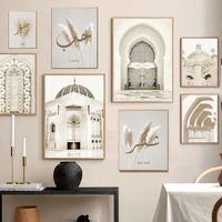 Allah Pampa Herbe Bohème Poster Calligraphie Islamique Impression Murale Peinture Arabe Toile Art Photos Salon Décoration Intérieure