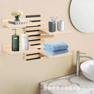 Wooden Wall Mounted Multi Tier <b>Shelf</b> 4 Layers Rectangle Display <b>Rack</b> For Living Room Storage - Product Image 2
