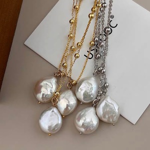 Collar de Perlas Barrocas Naturales Lágrimas de Sirena, Elegante y Sencillo, Cadena para Suéter, Envuelto en Oro de 14k, Elegante para Clavícula - Product Image 2