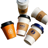 Gobelets en papier à double paroi personnalisés, jetables, pour boissons froides et chaudes, café, bubble tea, à emporter, avec couvercle et manchon