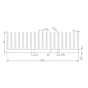 Chế biến Sâu Nhôm tản nhiệt OEM nhà sản xuất nhôm skived vây tản nhiệt Anodized tản nhiệt 228.5x66x200mm