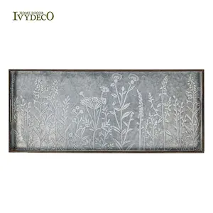 IVYDECO Antique rectangular Boot Liner metal serving tray with handles Doorway Home Decor Living Room