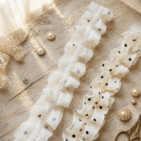 Dentelle plissée en crochet à pois floraux, garniture décorative en mousseline personnalisée, dentelle plissée en tissu maillé écologique