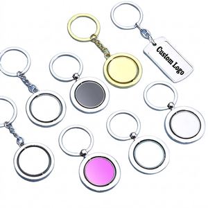 <b>Custom</b> UV Printing Double-sided Rotating Zinc Alloy Keychain School Badge Corporate Culture Blank Pendant Metal Keyring - Product Image 1