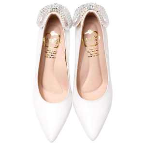 Bridal Gown Pairing Thin Heels Slip-On Bridal Shoes with Padded Anti-Friction Heel Cushion Pointed Toe 8.5cm - Product Image 2