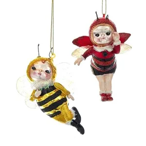 Abeille en verre soufflé suspendu, produit de décoration de noël, vente en gros,