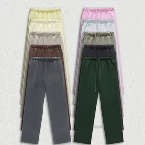 HUILIN Clothing Factory Oem Customized 100% Cotton French Terry Plain Blank Sweatpants Men Heavyweight Straight Leg Sweatpants