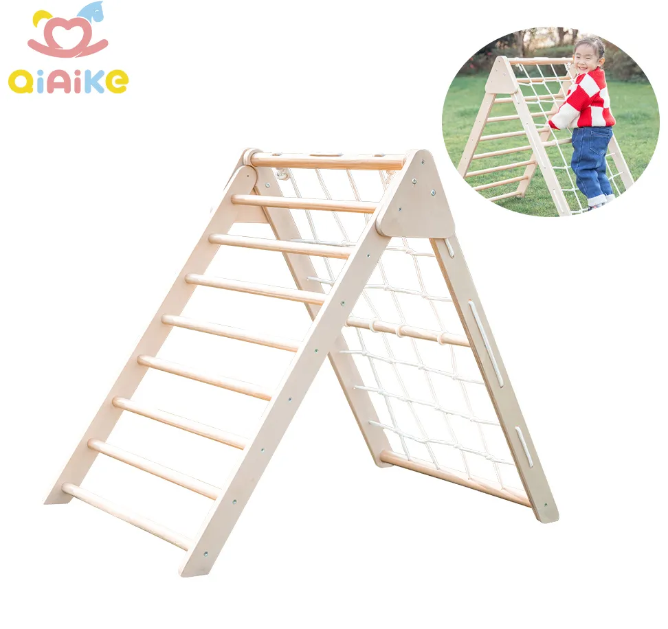 2022 ground toy Montessori Toddlers Wall Ladder Climber Wooden Slide Rock Climbing for Children Fun Activity Center