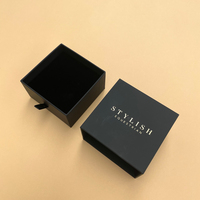 Mini boîte d'emballage en papier velours noir de luxe écologique avec logo personnalisé personnalisé pour le rangement de bijoux collier bracelet tiroir