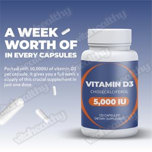 Vitahealthy Oem/Odm Premium Vitamine D3-supplement 5000 Iu D3 Cholecalciferol Gemakkelijk Door Te Slikken Vitamine D3-<span class=keywords><strong>capsules</strong></span> - Product Image 6