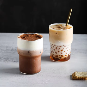 Commercio all'ingrosso personalizzato Logo 350ml tazza di <span class=keywords><strong>caffè</strong></span> <span class=keywords><strong>freddo</strong></span> vetro riutilizzabile per borosilicato Coffee Shop - Product Image 2