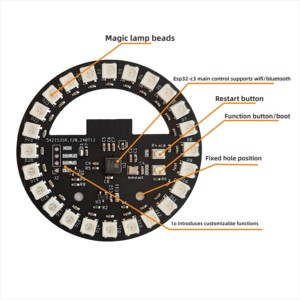 Placa de Anillo LED RGB <span class=keywords><strong>ESP32</strong></span> C3, Círculo de Luz WS2812B Direccionable de 24 Píxeles con Controlador Integrado para Modificación de Cajas de PC, Iluminación Ambiental DIY - Product Image 4