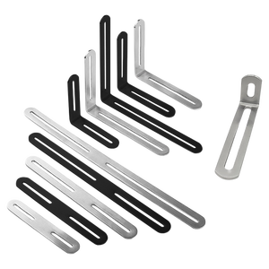 Support d'angle en acier inoxydable 90/180 degrés en forme de L, connecteur réglable à trous allongés - Product Image 1