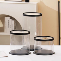 Boîte à gâteau ronde transparente et haute, écologique, boîte cadeau pour mariage et fête, boîte en plastique noire