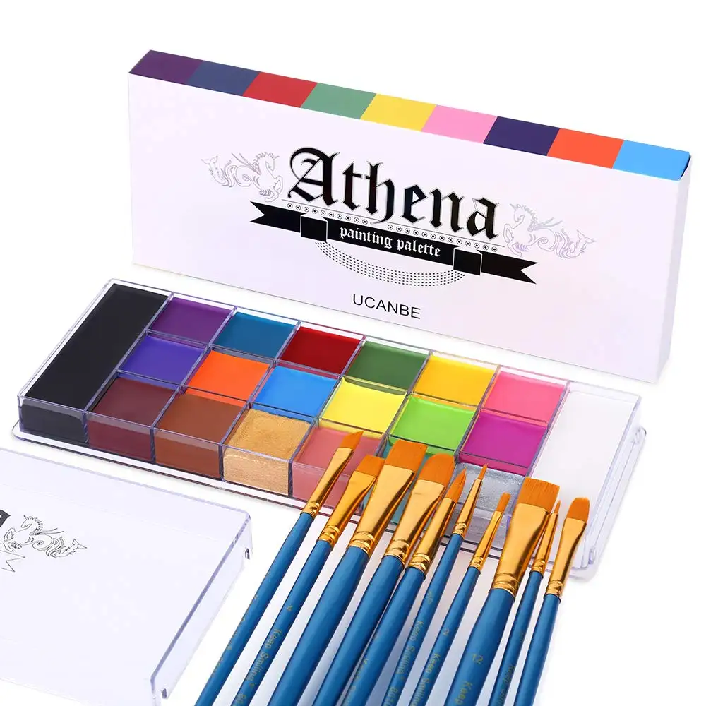 12 colores Halloween FX Party Artist Fancy Makeup Painting Kit para niños y adultos Athena Face Body Paint Oil Palette