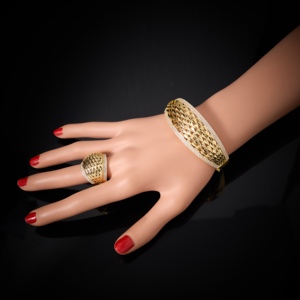 018486 mode femmes manchette Bracelet anneau ensembles cubique Zircon bracelet anneau ensemble pour femmes ouvert manchette bijoux femmes accessoires - Product Image 4