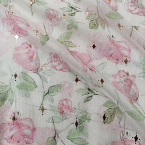Schlussverkauf Designer weich glänzend schönes Blumenstoff-Muster durchsichtiges florales Organza-Gewebe für modische Kleidungsstücke - Product Image 1