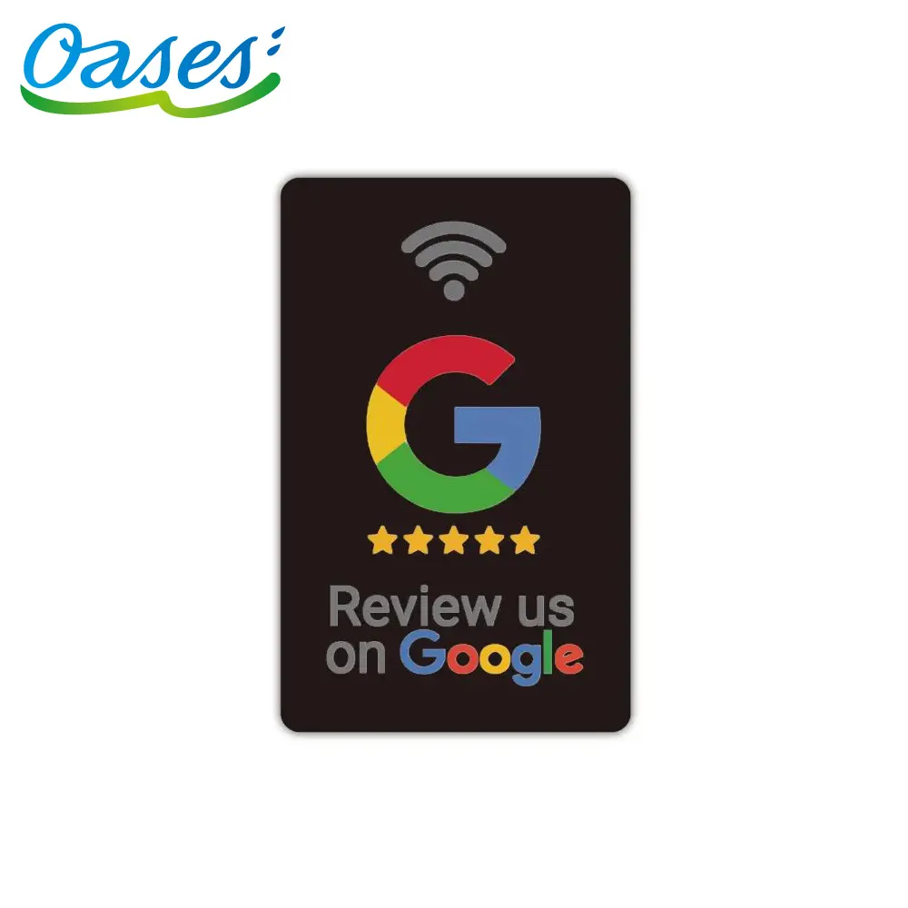사용자 정의 플라스틱 NFC 소셜 미디어 Google 명함 NFC Google 고객 검토 QR 코드가있는 PVC RFID 카드