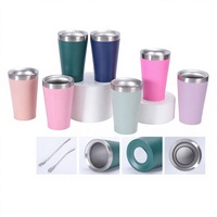 Mug de voiture en acier inoxydable 304 avec paille et cuillère, 5 oz, isolation thermique 6-12 heures, mini mug à bière portable pour couple en voyage