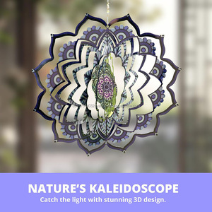 Molino de Viento Mandala al por Mayor, Decoración de Jardín, Molino de Viento Metálico Colgante para Exteriores, Adornos Giratorios para Césped, Esculturas Artísticas - Product Image 6