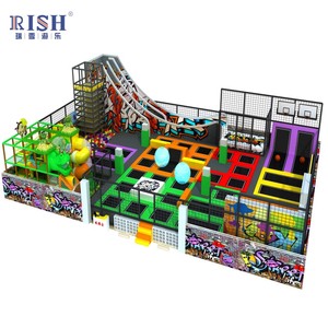 रीष बच्चों ने इनडोर ट्रामपोलिन प्लेग्राउंड इनडोर और आउटडोर ट्रैम्पोलिन उपकरण बॉल पूल बड़ी स्लाइड - Product Image 3