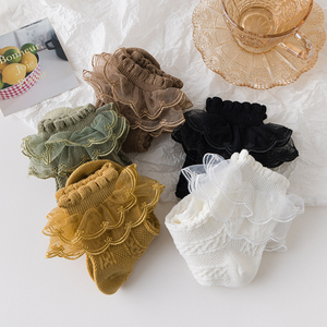 Lacework Series Color sólido Niños Tobillo Encaje Niñas Lindo Algodón Bebé Calcetines - Product Image 6