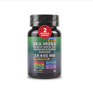 Complément Alimentaire Extra Fort Stock Moss Sea Moss Huile de Nigelle Ashwagandha Gingembre en Capsules 60 Unités 19445 mg par Portion - Product Image 1