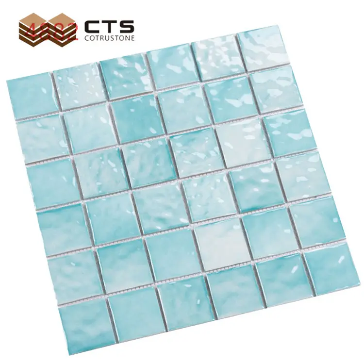 Mosaico personalizado de cristal azul para piscina, mosaico de porcelana moderno para exteriores