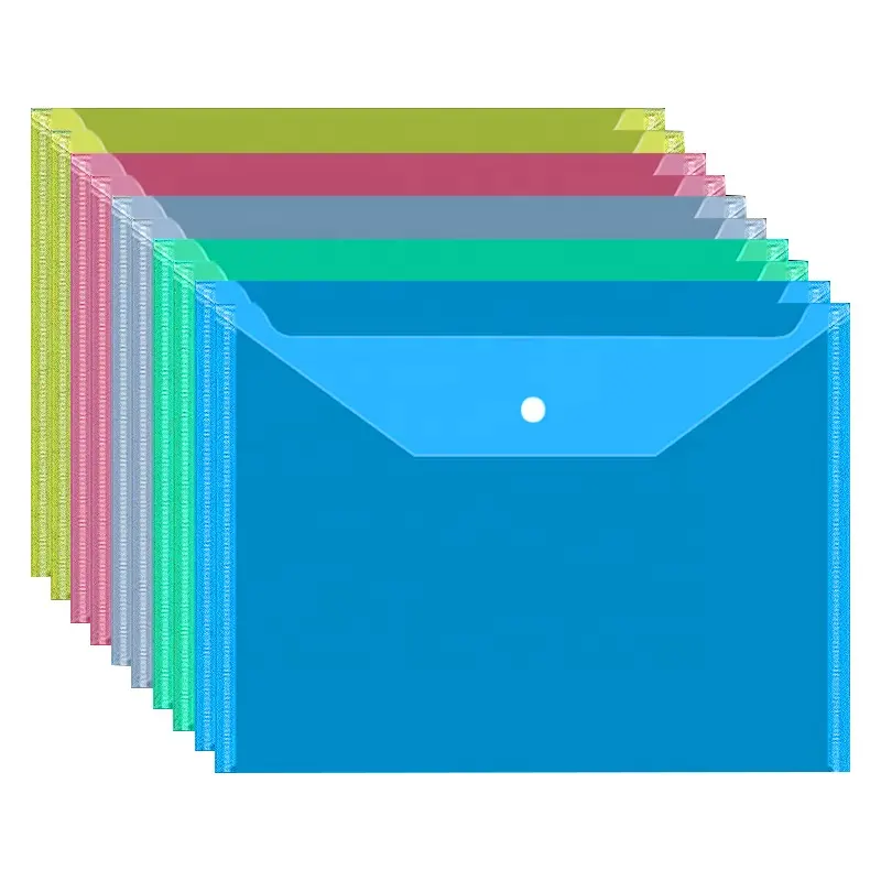 Classeurs format lettre A4 Enveloppes en plastique Poly Enveloppes avec fermeture à bouton-pression dossiers logo personnalisé