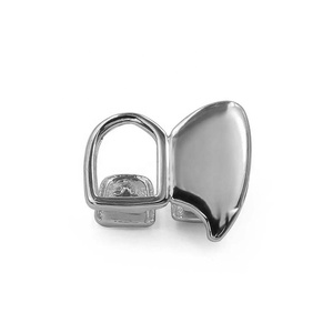 S925 plata esterlina Hip Hop doble colmillo dientes Grillz para dientes chapado en oro dos dientes izquierdo hueco <span class=keywords><strong>vampiro</strong></span> dientes parrillas joyería - Product Image 6