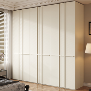 XHA Customizable Solid Wood Modern <b>Wardrobe</b> Floor-to-Ceiling Slab Doors for Bedroom Living Room Four-Door <b>Large</b> Cabinet - Product Image 3