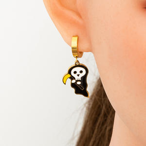 Conjunto de Joyería de Halloween, Acero Inoxidable, Chapado en Oro de 18K, Colgante de Calavera de Dibujos Animados, Unisex para Fiestas - Product Image 2