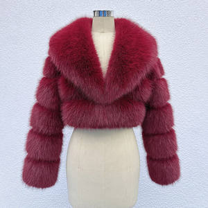 مصنع بالجملة بدوره أسفل طوق سميكة الشتاء معطف الفرو وهمية اقتصاص لون خالص النساء فو معطف الفراء - Product Image 2