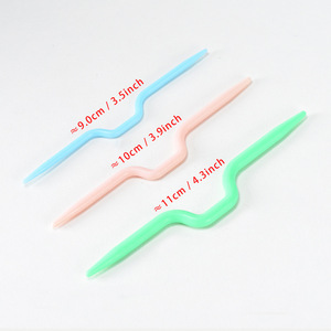 Aiguilles à tricoter en plastique en forme d'arc, lot de 3, courbées, à grand œillet, pour couture à la main, travaux manuels, fabrication de pulls DIY - Product Image 3