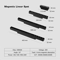 Système d'éclairage sur rail magnétique encastré, section de rail linéaire en aluminium à montage encastré, spot magnétique sur rail