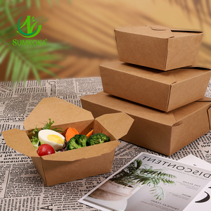 SUMKOKA 800-2000ml Ecologische Biologisch afbreekbare Wegwerp Lekvrije Kraft Papier Vliegtuigvormige Opvouwbare Afhaallocaties voor Eten Afhalen - Product Image 1