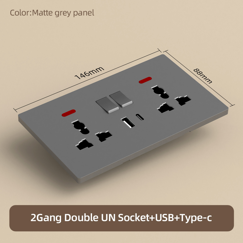Prise double 2Gang UN + USB A/C
