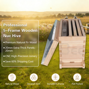 Nueva Caja de Madera de Abeto Langstroth de 5 Cuadros |   Equipo de Apicultura para la Cría de Abejas Reinas para el Mercado Estadounidense y Europeo |   Menger Bee de 20 mm de grosor - Product Image 1
