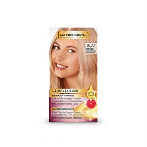 ชุดย้อมผมถาวรสีมิกซ์โปรเฟสชั่นแนล กลอสซี่ คัลเลอร์ 1023 สีบลอนด์แพลตตินั่ม ผสมน้ำมันอาร์แกนและส้มโอ ปิดผมขาวได้ 100% - Product Image 1